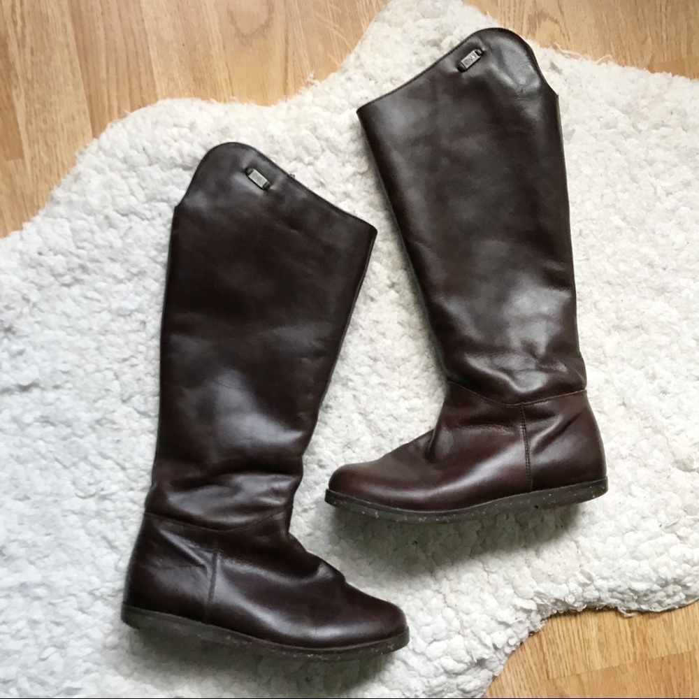 EMU Australia Armidale Brown Leather Boots Size 5 Shearling Sheepskin Lined Zip
